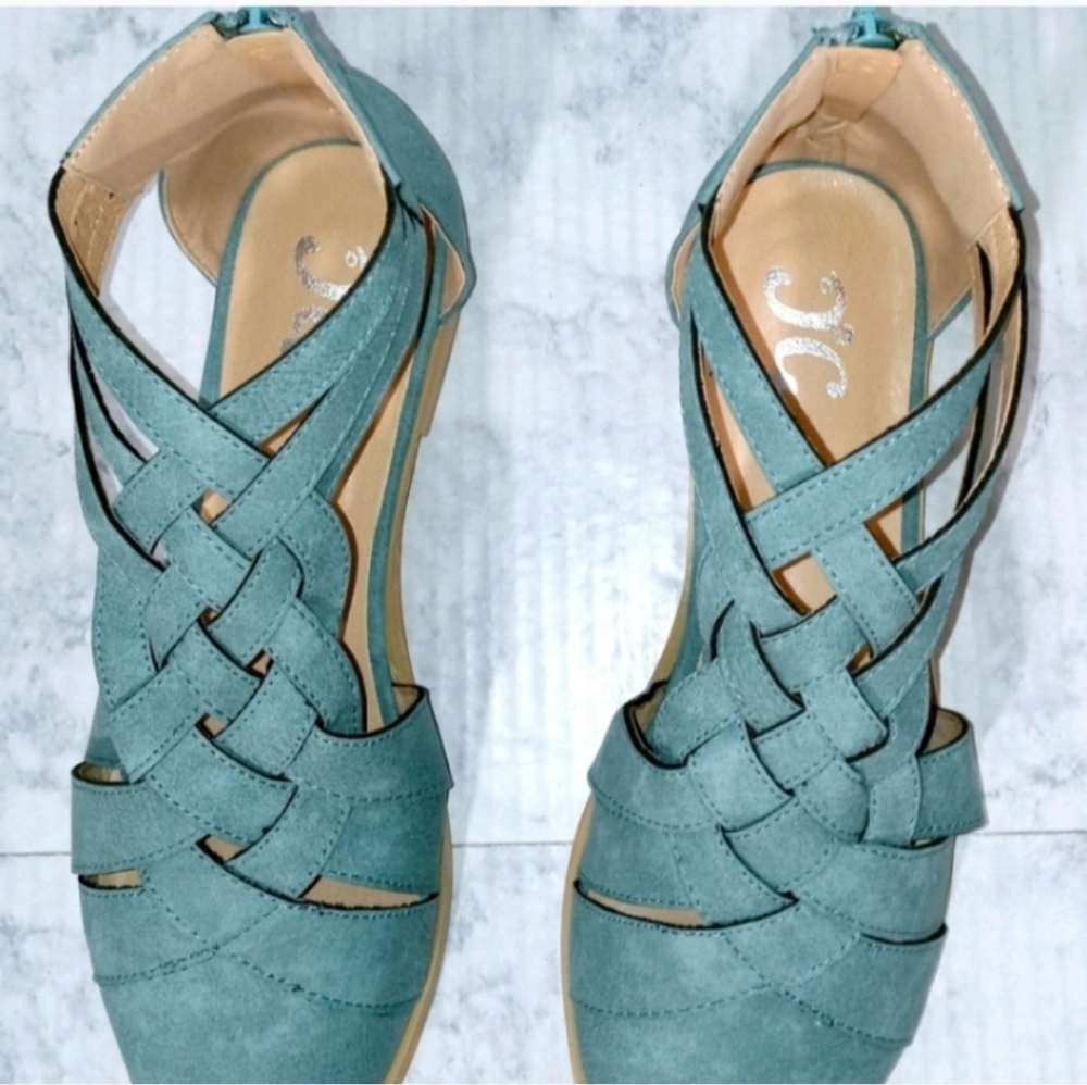 New! Boho Vibes Vegan Leather Shoes in Desert Blue - Picture 5 of 8